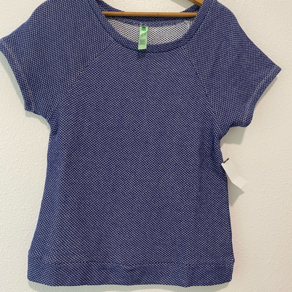 Honey Dew Blue Short Sleeve Knit Top SZ S